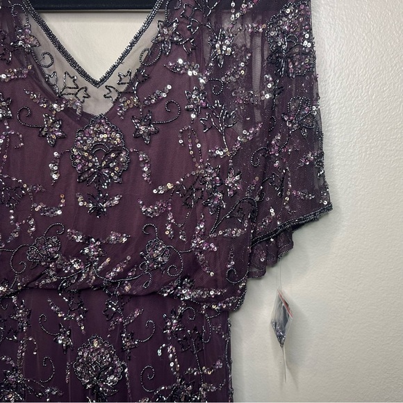 Pisarro Nights Plum full length beaded dress size 6 - Picture 5 of 14